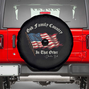 God Family Country In That Order Spare Tire Cover Charlie Kirk Patriotic Christian Vintage USA Flag TS10 Black Print Your Wear