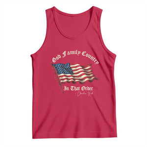 God Family Country In That Order Tank Top Charlie Kirk Patriotic Christian Vintage USA Flag TS10 Red Print Your Wear