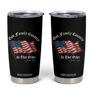 God Family Country In That Order Tumbler Cup Charlie Kirk Patriotic Christian Vintage USA Flag TS10 Black Print Your Wear