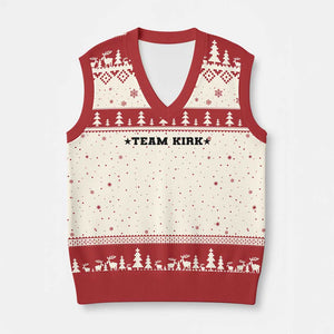 Team Kirk V-Neck Knit Sweater Vest Last Name Funny Surname Team Kirk Family Reunion TS10 Beige Red Print Your Wear