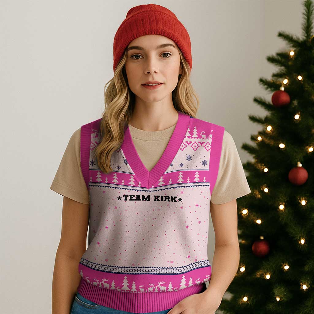 Team Kirk V-Neck Knit Sweater Vest Last Name Funny Surname Team Kirk Family Reunion TS10 Hot Pink Print Your Wear