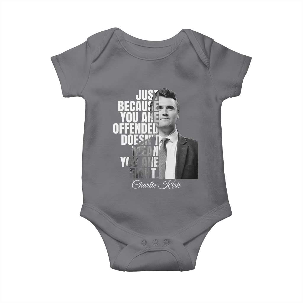 Charlie Kirk Baby Onesie Free Speech Memorial Tribute TS10 Charcoal Print Your Wear