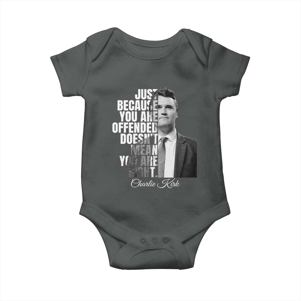 Charlie Kirk Baby Onesie Free Speech Memorial Tribute TS10 Dark Heather Print Your Wear