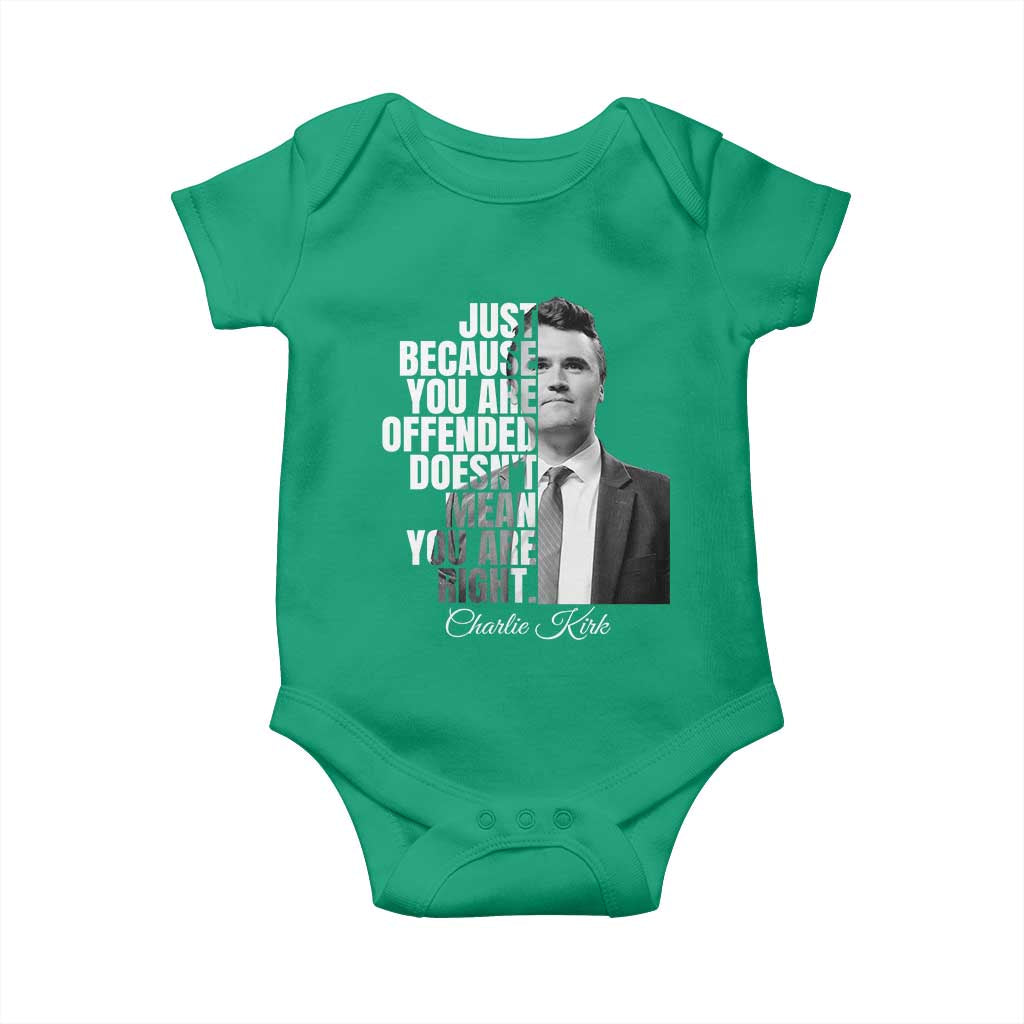 Charlie Kirk Baby Onesie Free Speech Memorial Tribute TS10 Irish Green Print Your Wear