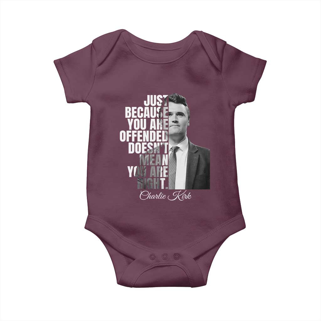 Charlie Kirk Baby Onesie Free Speech Memorial Tribute TS10 Maroon Print Your Wear