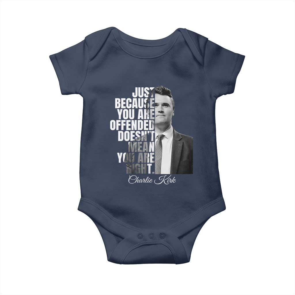 Charlie Kirk Baby Onesie Free Speech Memorial Tribute TS10 Navy Print Your Wear