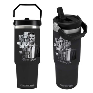Charlie Kirk Flip Straw Tumbler Free Speech Memorial Tribute TS10 One Size: 30 oz Black Print Your Wear