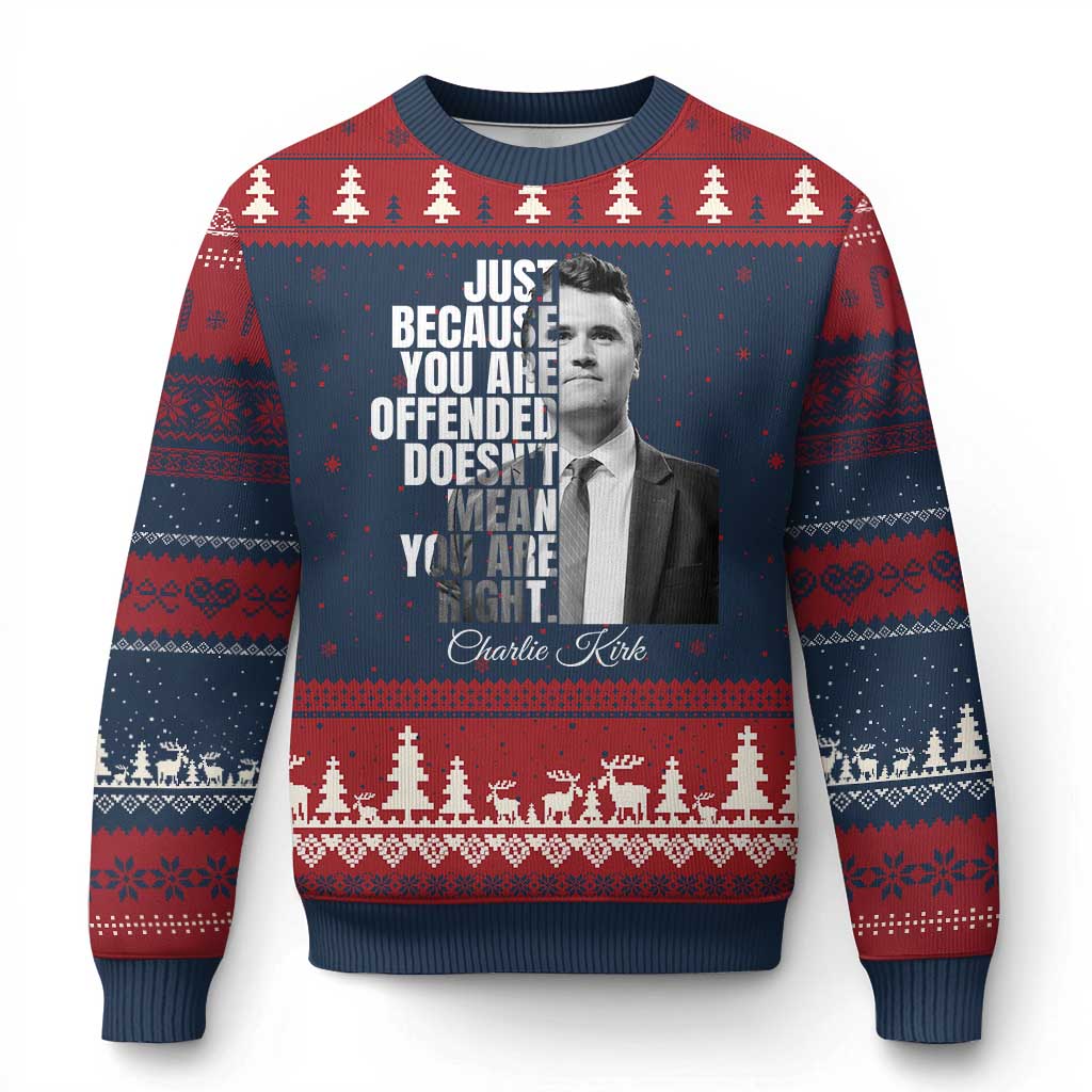 Charlie Kirk Ugly Christmas Sweater Free Speech Memorial Tribute TS10 Navy Red Print Your Wear