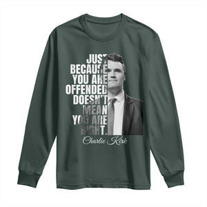Charlie Kirk Long Sleeve Shirt Free Speech Memorial Tribute TS10 Dark Forest Green Print Your Wear