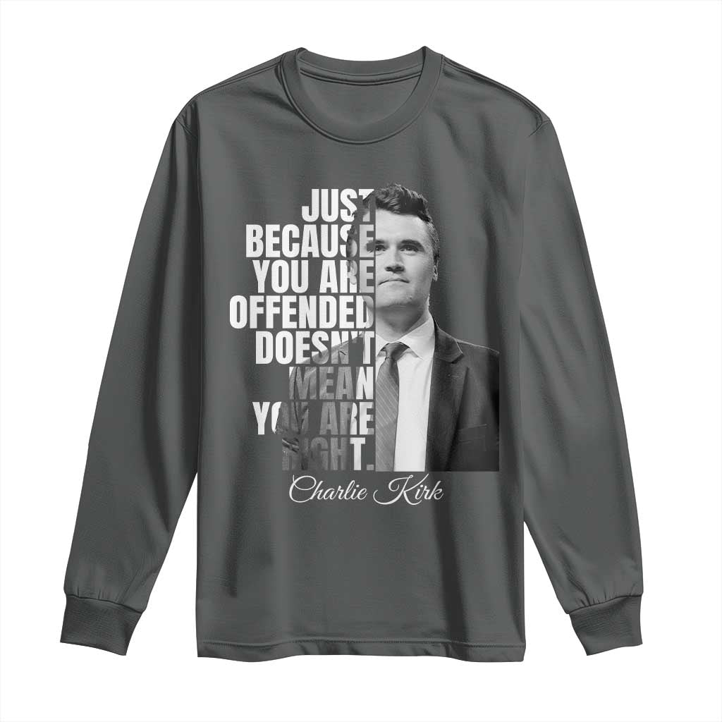 Charlie Kirk Long Sleeve Shirt Free Speech Memorial Tribute TS10 Dark Heather Print Your Wear
