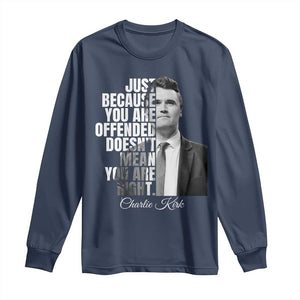 Charlie Kirk Long Sleeve Shirt Free Speech Memorial Tribute TS10 Navy Print Your Wear