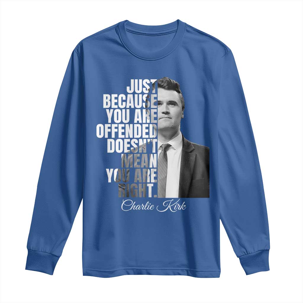 Charlie Kirk Long Sleeve Shirt Free Speech Memorial Tribute TS10 Royal Blue Print Your Wear