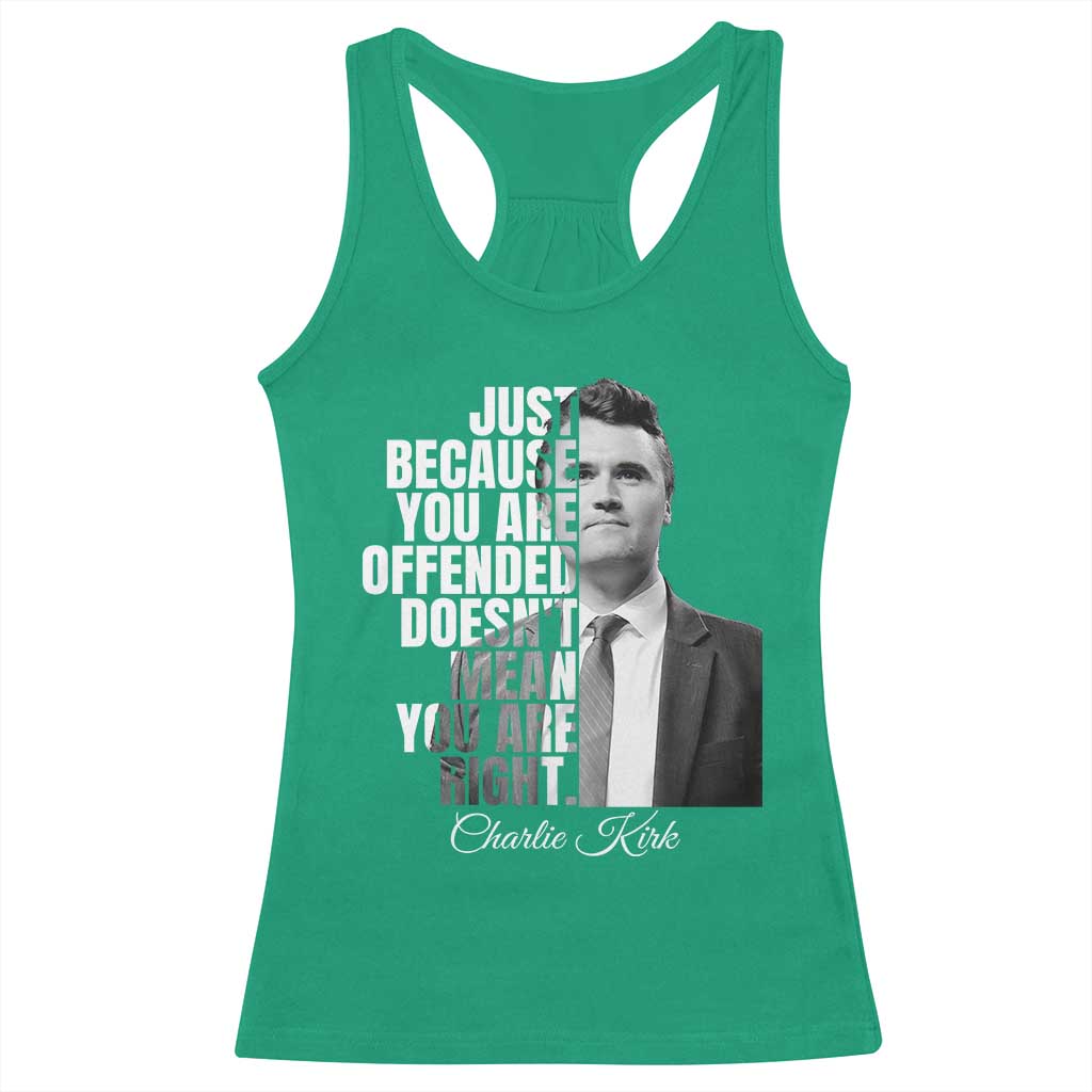 Charlie Kirk Racerback Tank Top Free Speech Memorial Tribute TS10 Irish Green Print Your Wear