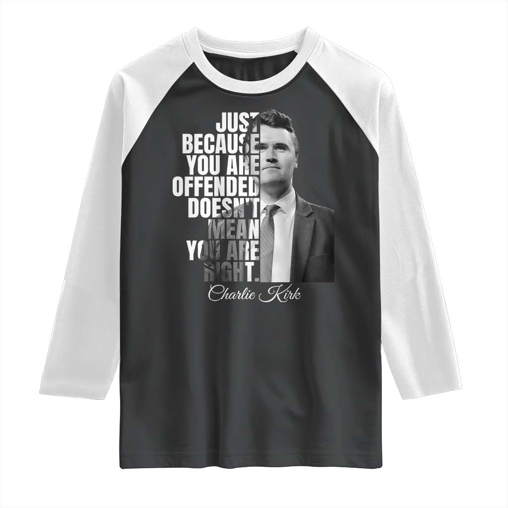 Charlie Kirk Raglan Shirt Free Speech Memorial Tribute TS10 Black White Print Your Wear