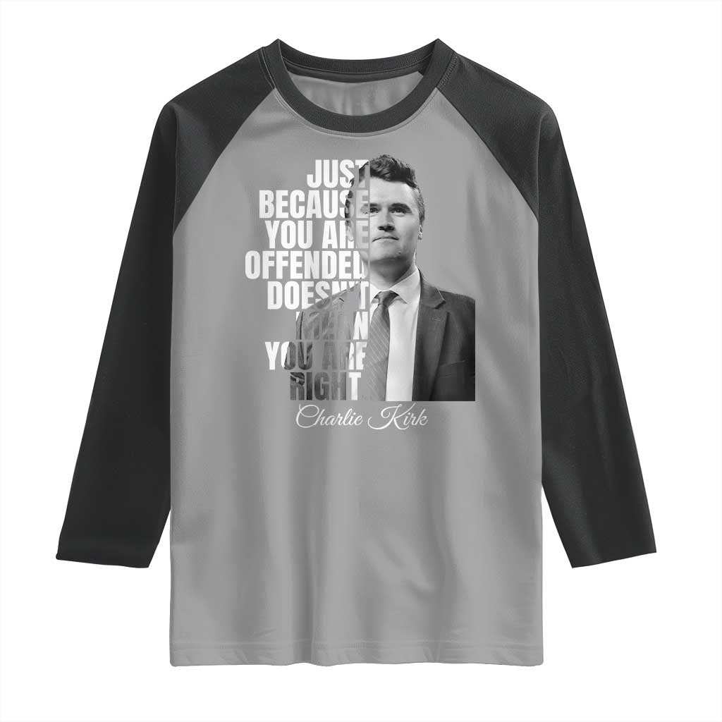 Charlie Kirk Raglan Shirt Free Speech Memorial Tribute TS10 Sport Gray Black Print Your Wear