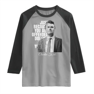 Charlie Kirk Raglan Shirt Free Speech Memorial Tribute TS10 Sport Gray Black Print Your Wear