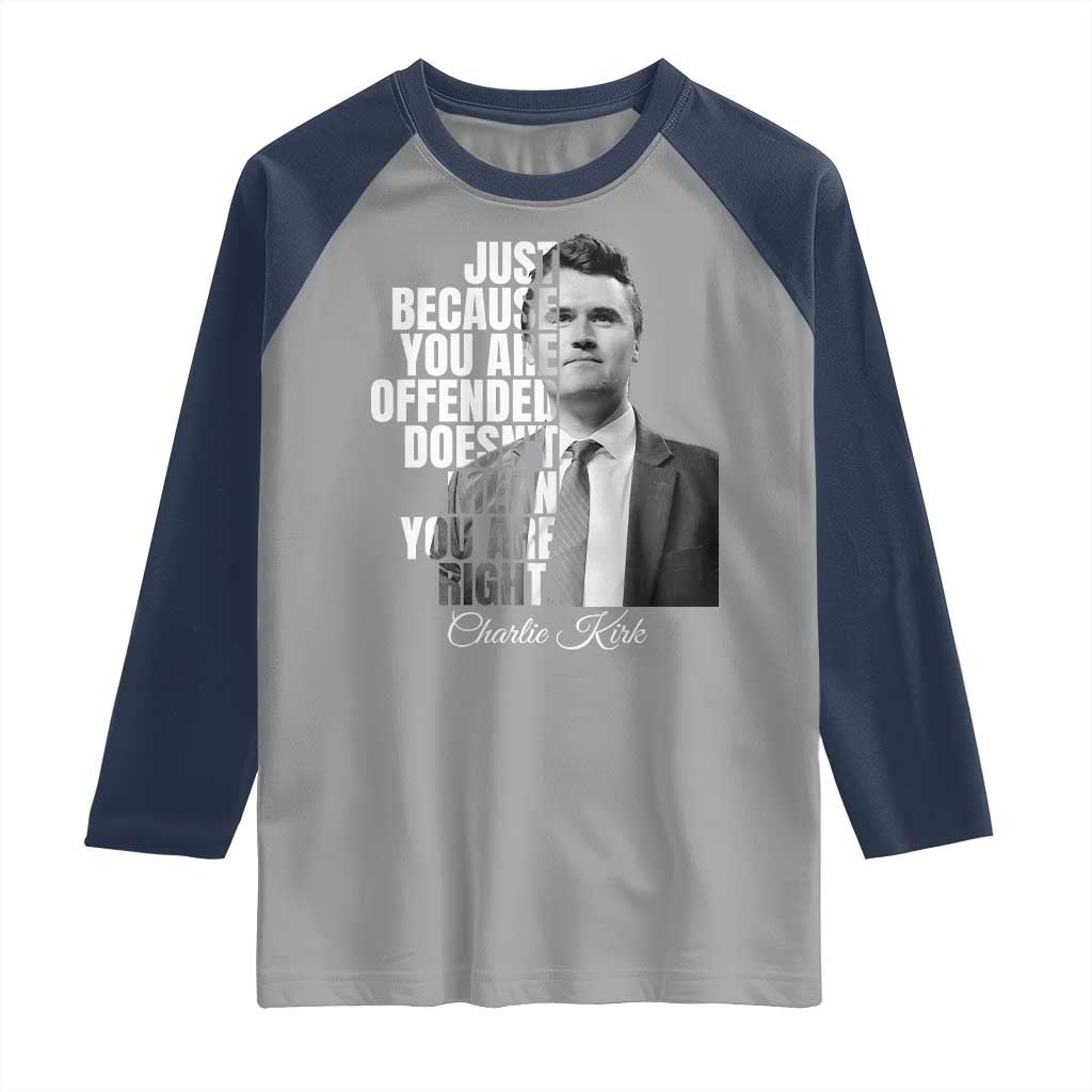 Charlie Kirk Raglan Shirt Free Speech Memorial Tribute TS10 Sport Gray Navy Print Your Wear