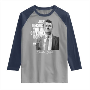 Charlie Kirk Raglan Shirt Free Speech Memorial Tribute TS10 Sport Gray Navy Print Your Wear