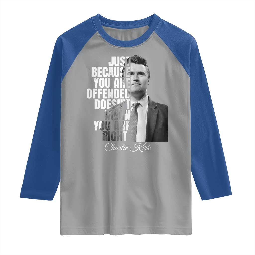 Charlie Kirk Raglan Shirt Free Speech Memorial Tribute TS10 Sport Gray Royal Print Your Wear