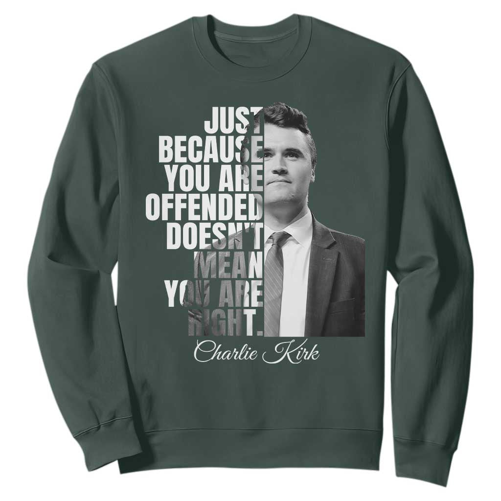 Charlie Kirk Sweatshirt Free Speech Memorial Tribute TS10 Dark Forest Green Print Your Wear