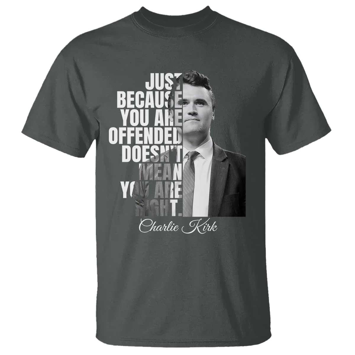 Charlie Kirk T Shirt Free Speech Memorial Tribute TS10 Dark Heather Print Your Wear
