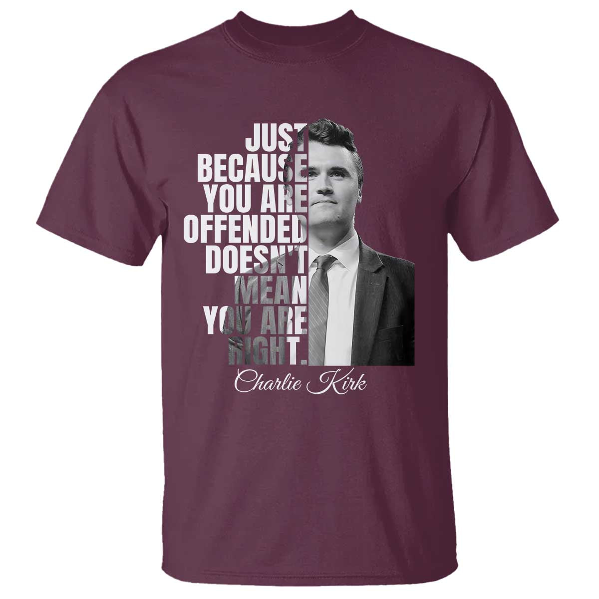 Charlie Kirk T Shirt Free Speech Memorial Tribute TS10 Maroon Print Your Wear