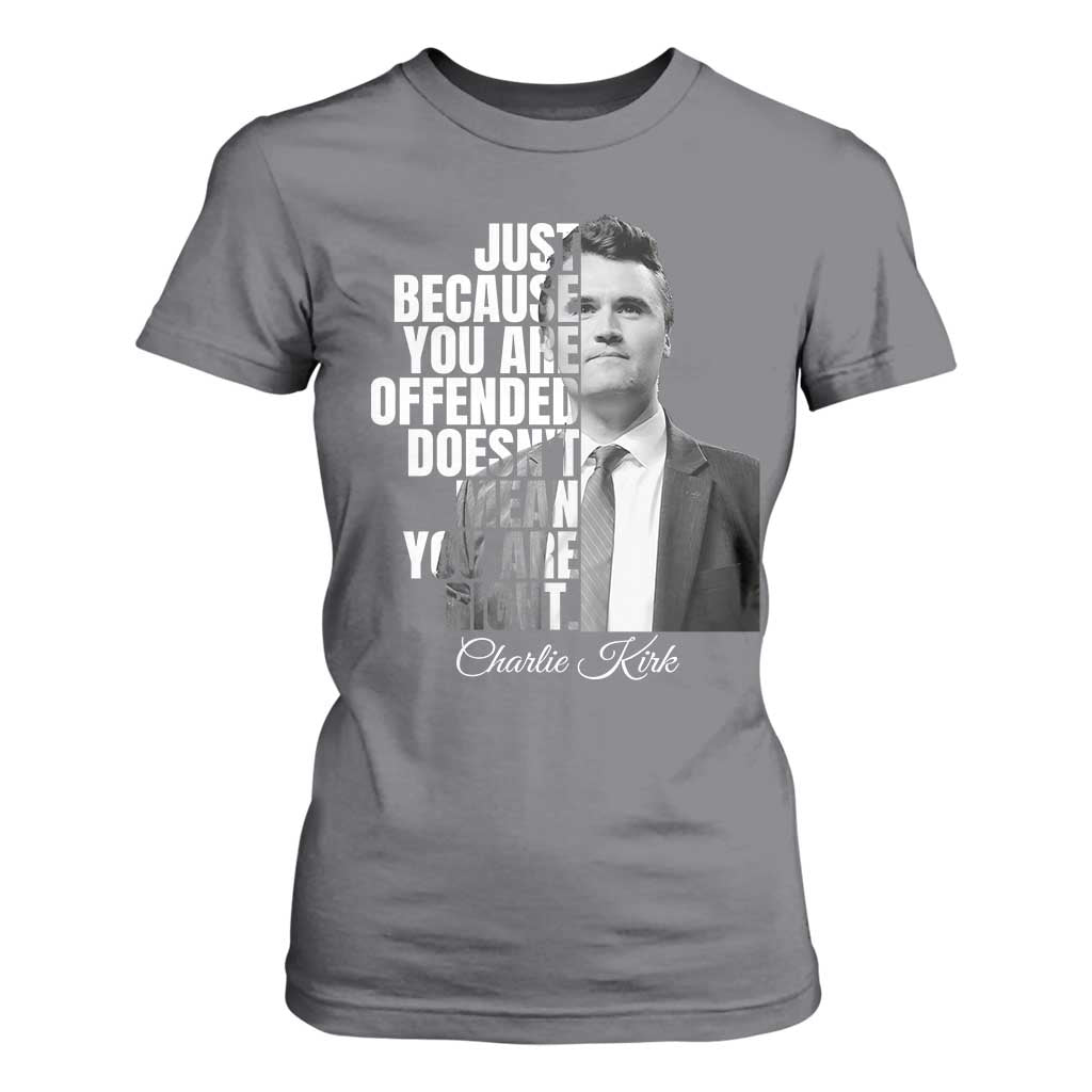 Charlie Kirk T Shirt For Women Free Speech Memorial Tribute TS10 Charcoal Print Your Wear