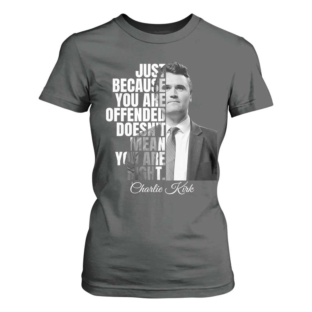 Charlie Kirk T Shirt For Women Free Speech Memorial Tribute TS10 Dark Heather Print Your Wear