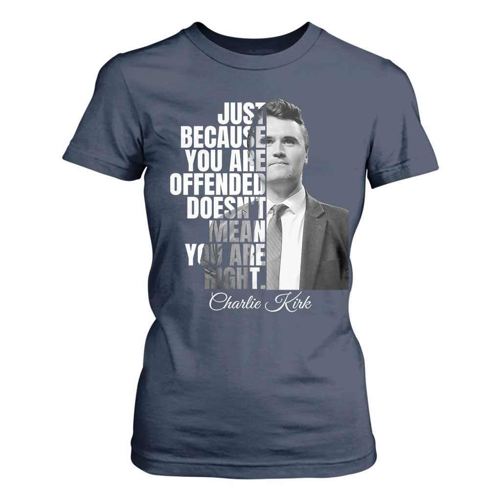 Charlie Kirk T Shirt For Women Free Speech Memorial Tribute TS10 Navy Print Your Wear