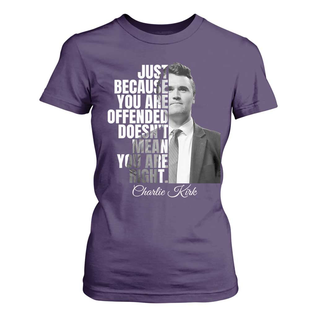 Charlie Kirk T Shirt For Women Free Speech Memorial Tribute TS10 Purple Print Your Wear