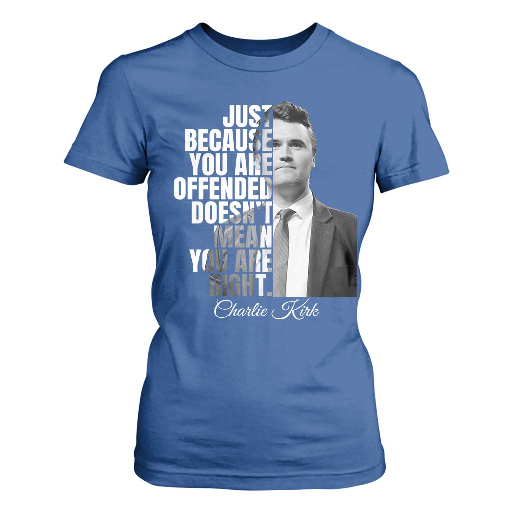 Charlie Kirk T Shirt For Women Free Speech Memorial Tribute TS10 Royal Blue Print Your Wear