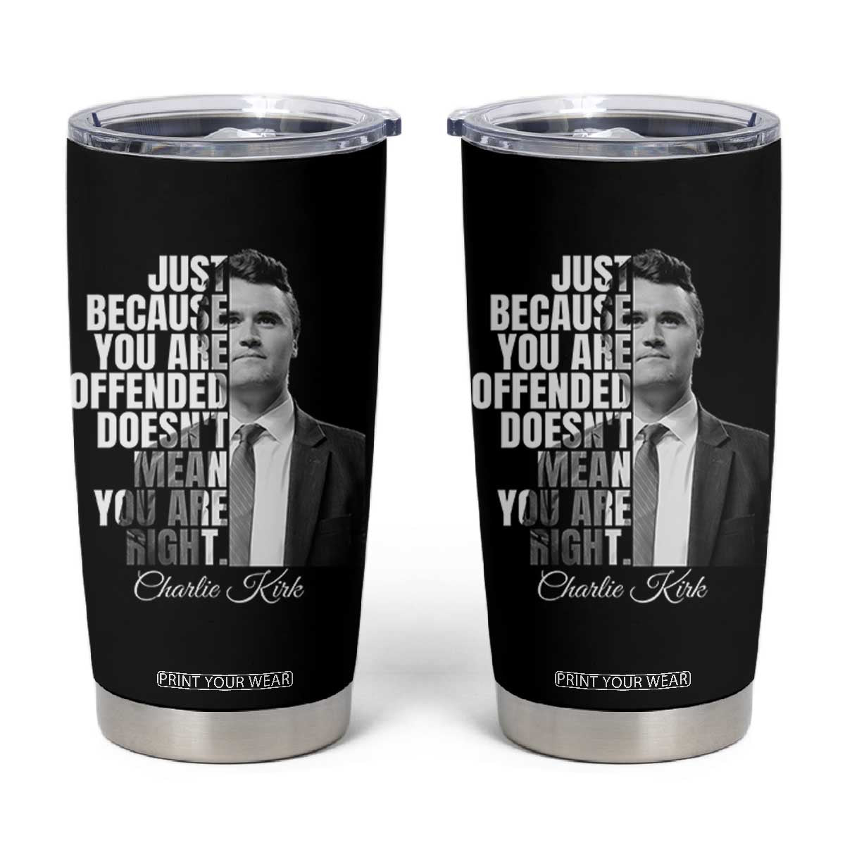 Charlie Kirk Tumbler Cup Free Speech Memorial Tribute TS10 Black Print Your Wear