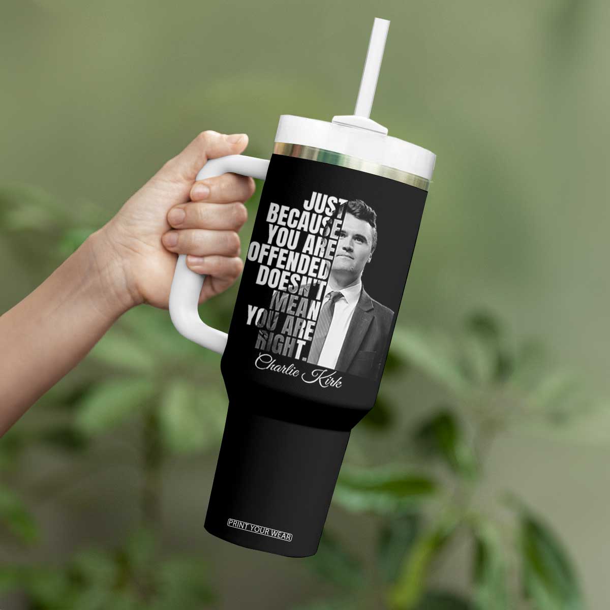 Charlie Kirk Tumbler With Handle Free Speech Memorial Tribute TS10 Print Your Wear
