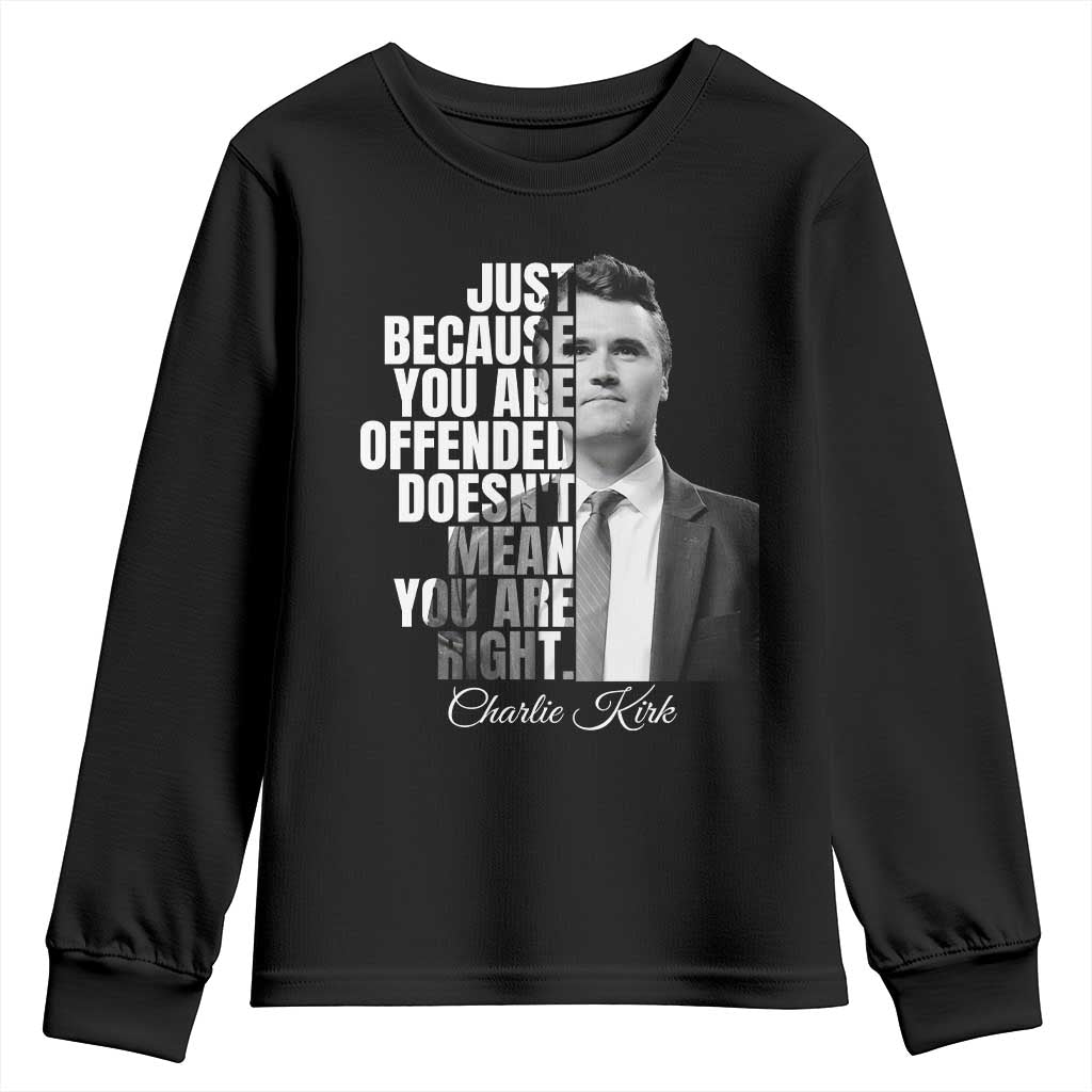 Charlie Kirk Youth Sweatshirt Free Speech Memorial Tribute TS10 Black Print Your Wear