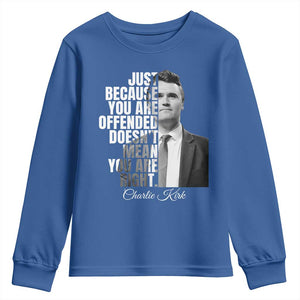 Charlie Kirk Youth Sweatshirt Free Speech Memorial Tribute TS10 Royal Blue Print Your Wear
