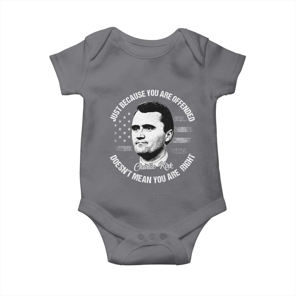Charlie Kirk Baby Onesie Free Speech Retro USA Flag TS10 Charcoal Print Your Wear