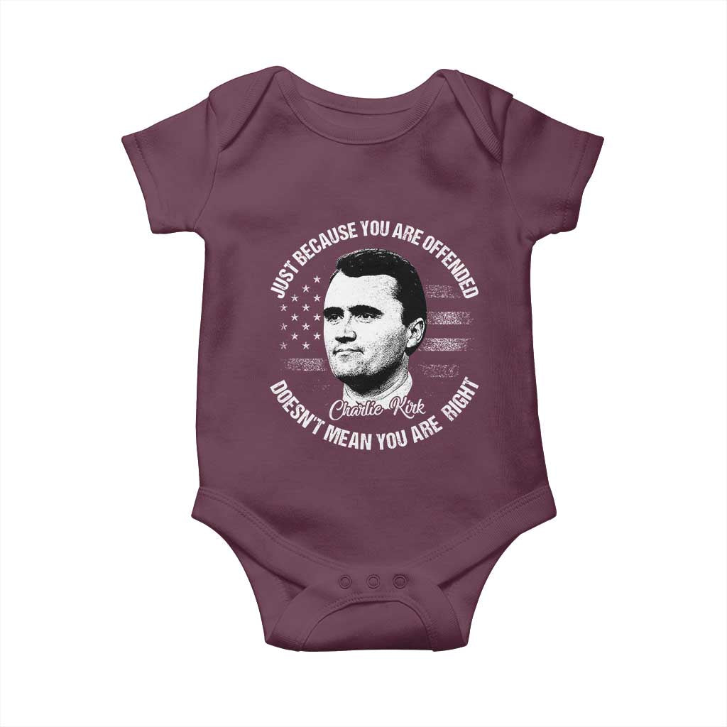 Charlie Kirk Baby Onesie Free Speech Retro USA Flag TS10 Maroon Print Your Wear
