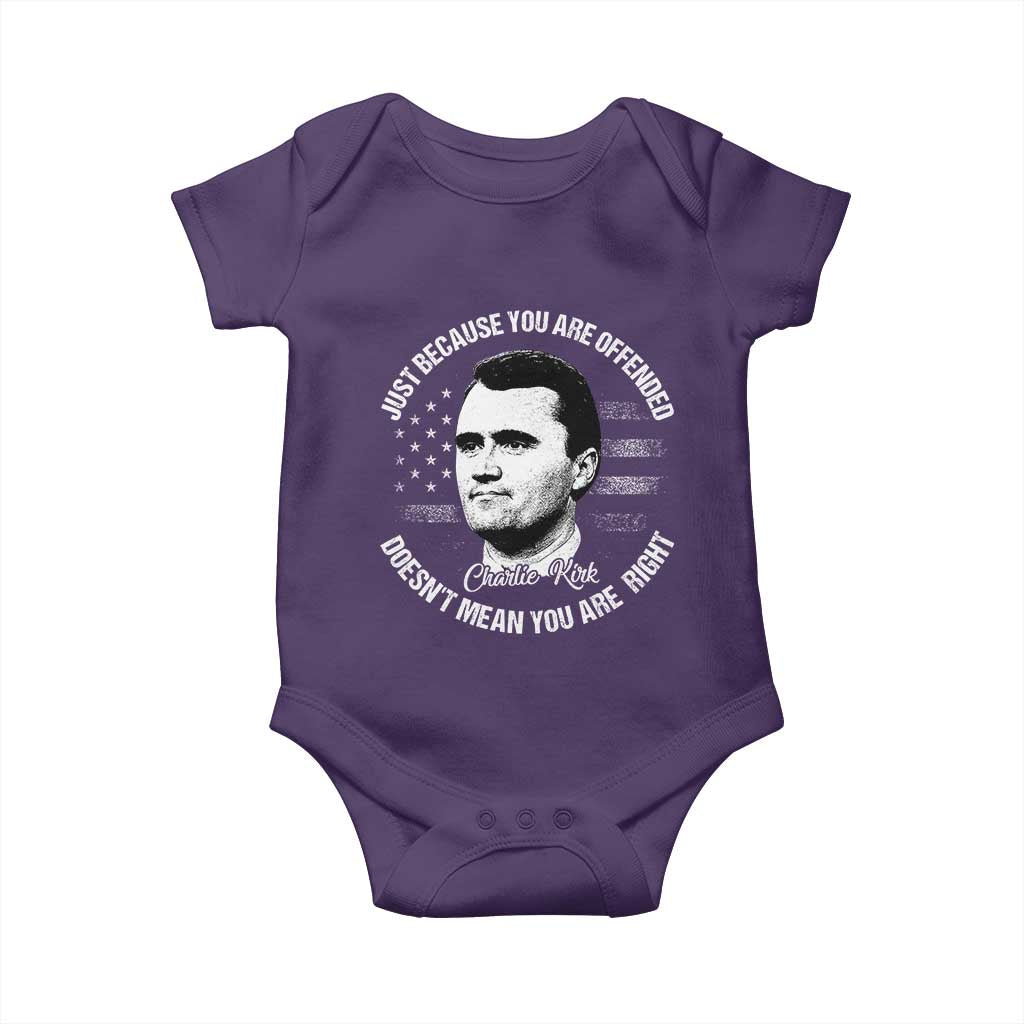 Charlie Kirk Baby Onesie Free Speech Retro USA Flag TS10 Purple Print Your Wear