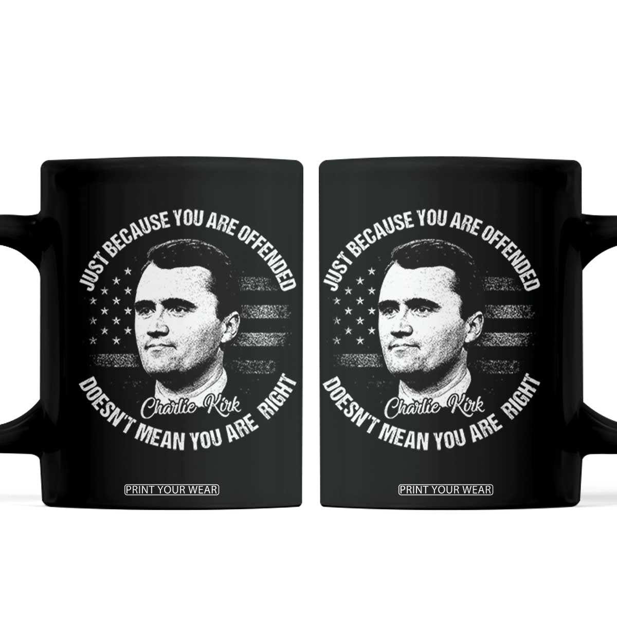 Charlie Kirk Coffee Mug Free Speech Retro USA Flag TS10 Black Print Your Wear