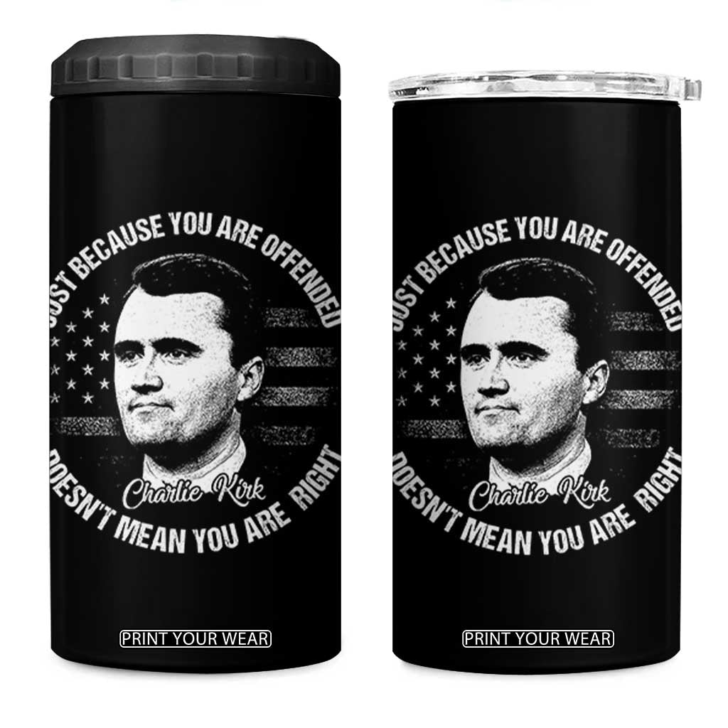 Charlie Kirk 4 in 1 Can Cooler Tumbler Free Speech Retro USA Flag TS10 One Size: 16 oz Black Print Your Wear