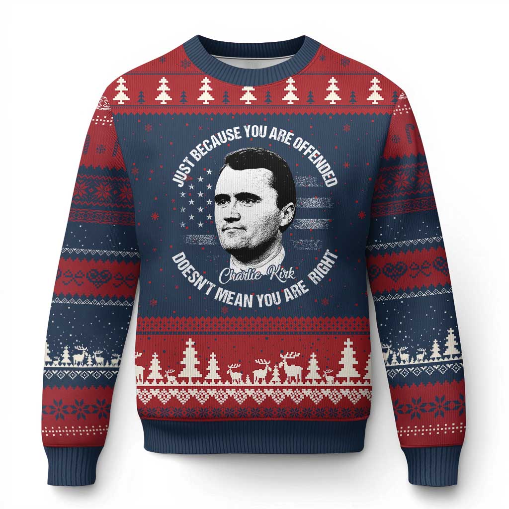 Charlie Kirk Ugly Christmas Sweater Free Speech Retro USA Flag TS10 Navy Red Print Your Wear