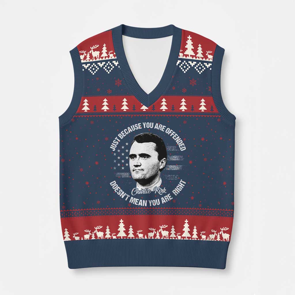 Charlie Kirk V-Neck Knit Sweater Vest Free Speech Retro USA Flag TS10 Navy Red Print Your Wear