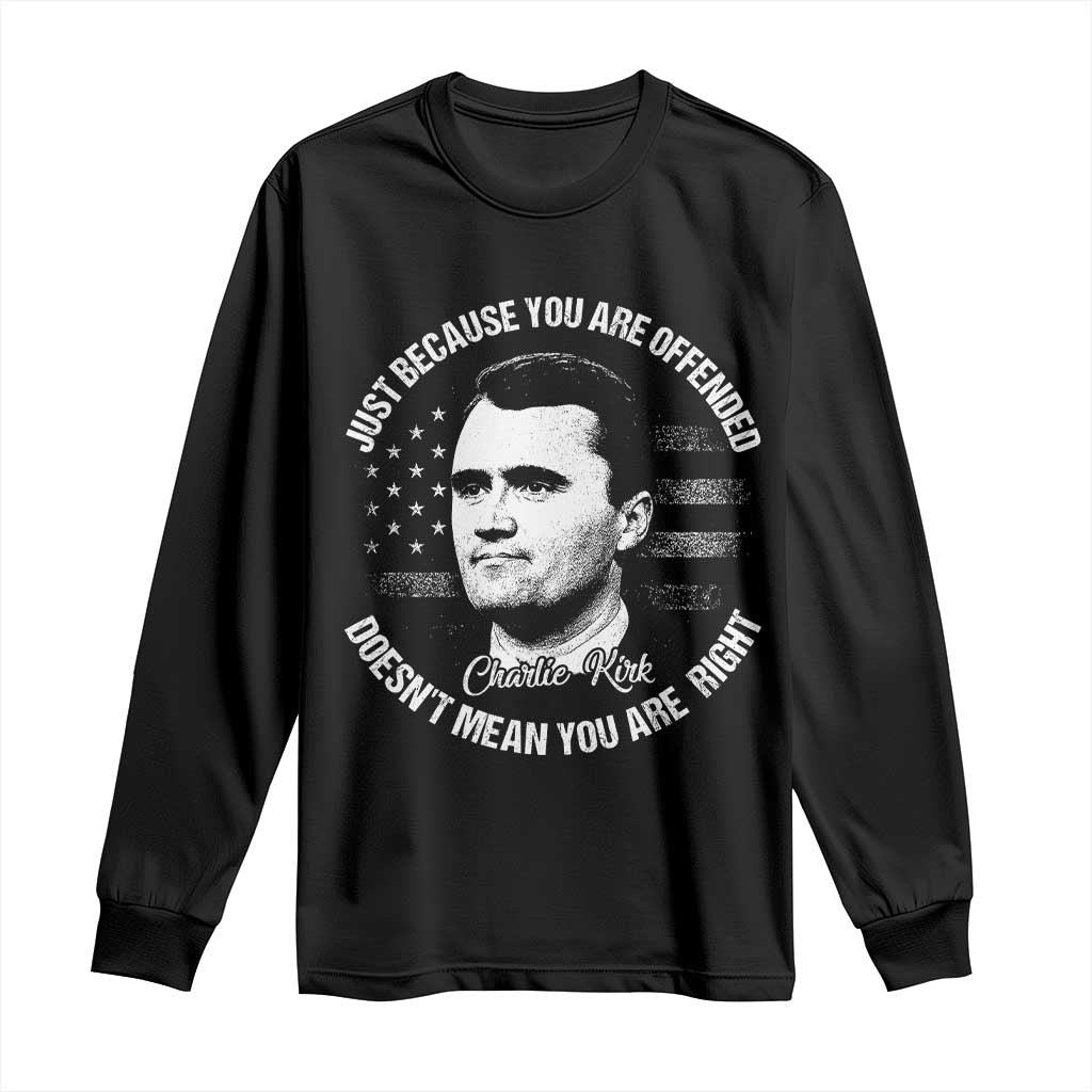 Charlie Kirk Long Sleeve Shirt Free Speech Retro USA Flag TS10 Black Print Your Wear
