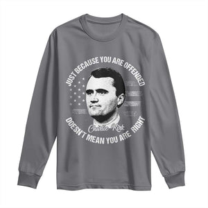 Charlie Kirk Long Sleeve Shirt Free Speech Retro USA Flag TS10 Charcoal Print Your Wear
