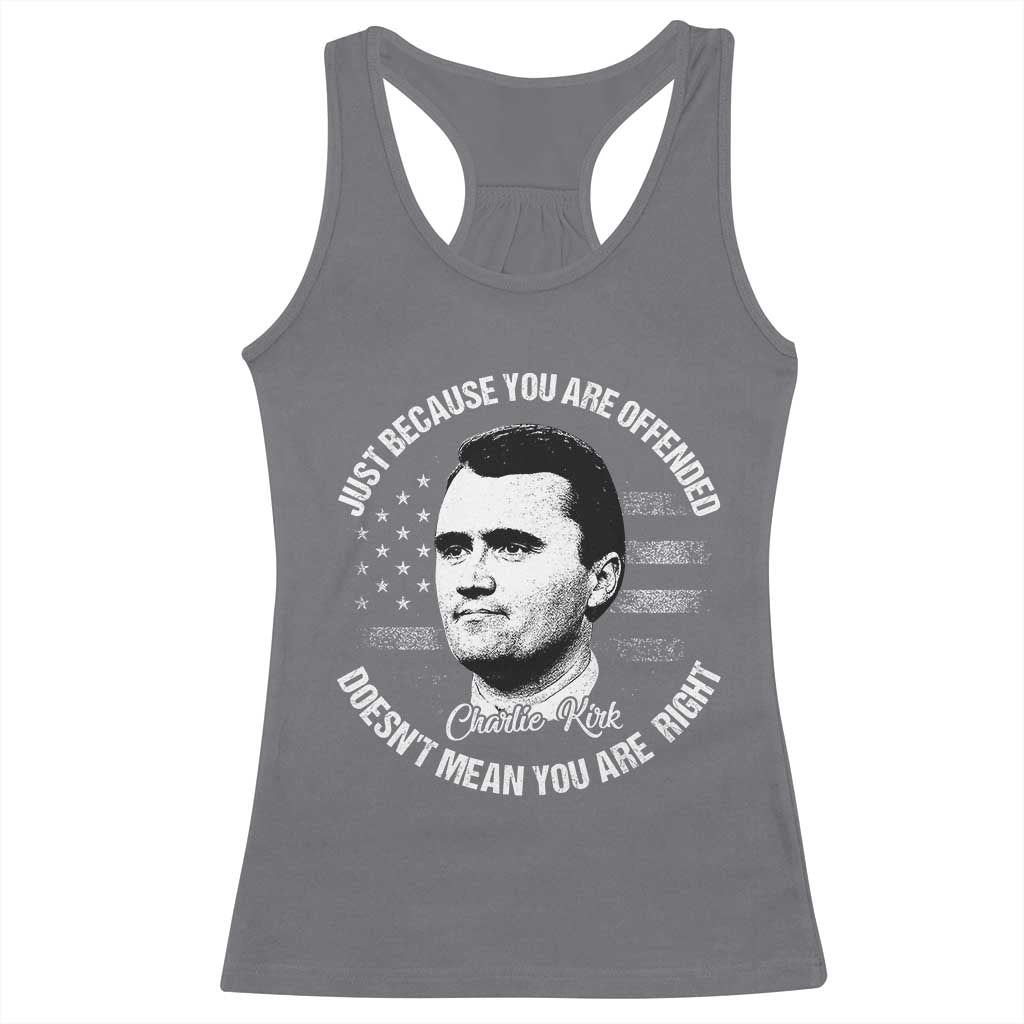 Charlie Kirk Racerback Tank Top Free Speech Retro USA Flag TS10 Charcoal Print Your Wear
