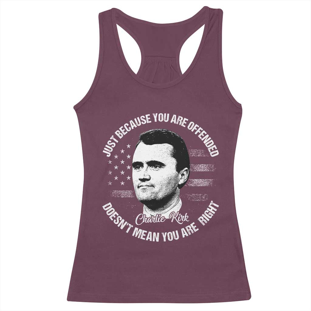 Charlie Kirk Racerback Tank Top Free Speech Retro USA Flag TS10 Maroon Print Your Wear