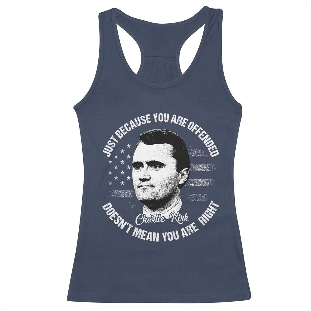 Charlie Kirk Racerback Tank Top Free Speech Retro USA Flag TS10 Navy Print Your Wear
