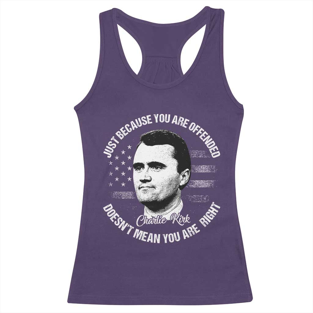 Charlie Kirk Racerback Tank Top Free Speech Retro USA Flag TS10 Purple Print Your Wear