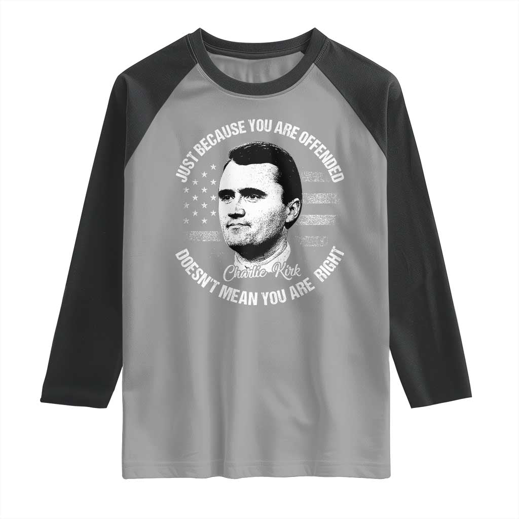 Charlie Kirk Raglan Shirt Free Speech Retro USA Flag TS10 Sport Gray Black Print Your Wear
