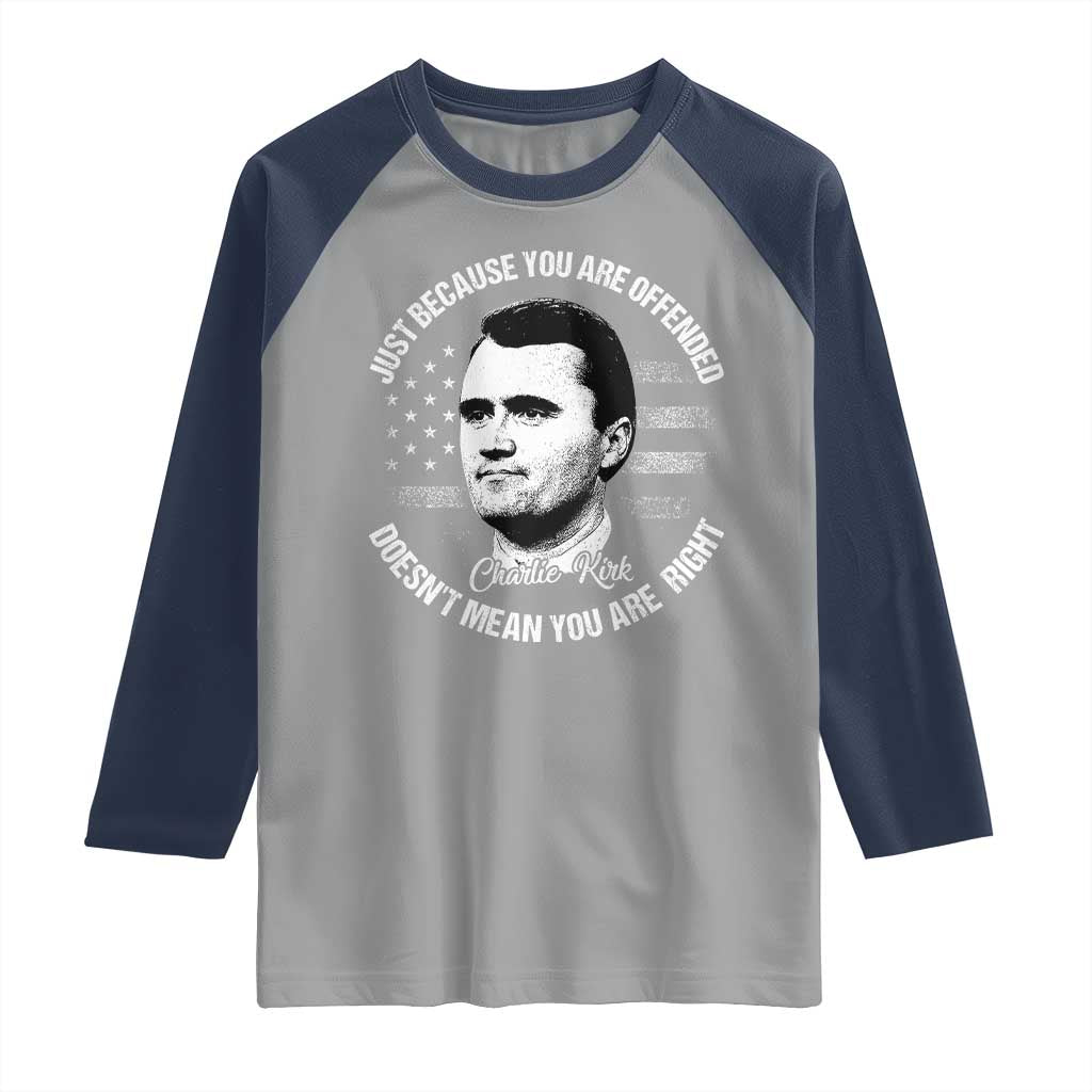 Charlie Kirk Raglan Shirt Free Speech Retro USA Flag TS10 Sport Gray Navy Print Your Wear